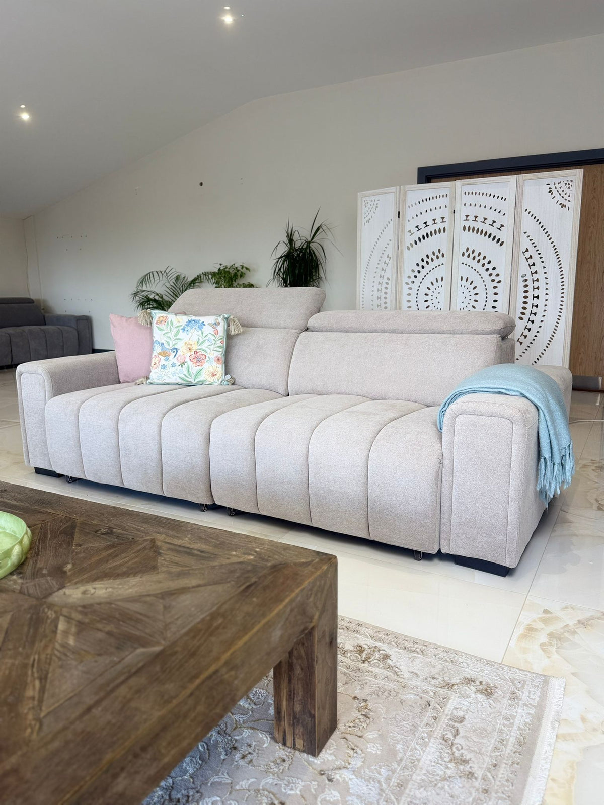 Molly Electric Sofa bed Grey 3 Seater Grey Beige Green