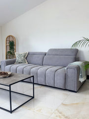 Molly Electric Recliner Sofa Bed Beige Fabric 3 Seater Sofa