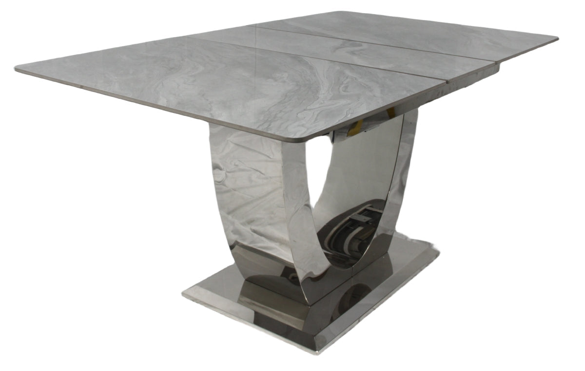London Extending Dining Table (1.2-1.5/1.6-2m) – Chrome Frame – image 6
