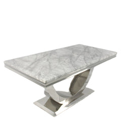 Arial Marble Dining Table silver base