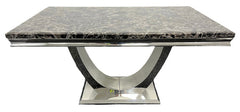 Arial Marble Dining Table silver base