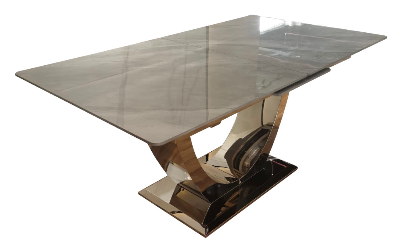 London Extending Dining Table (1.2-1.5/1.6-2m) – Chrome Frame – image 13