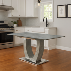 London Extending Dining Table (1.2-1.5/1.6-2m) – Chrome Frame – image 1