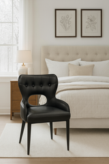 Marbella PU Leather Dining Chair Grey Tan and Black