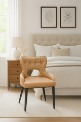Marbella PU Leather Dining Chair Grey Tan and Black
