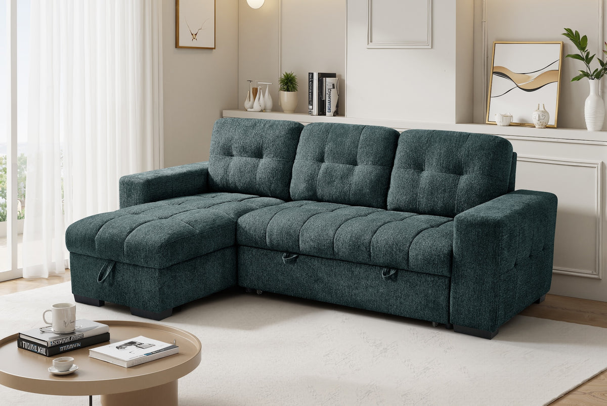 Palermo Universal Corner Sofa Bed Grey Beige Blue
