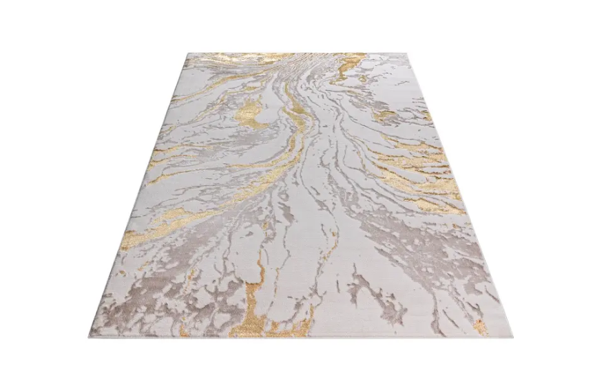 BLOSSOM LARGE LIVING ROOM RUG GOLD SWIRLS  200 X 290 CM