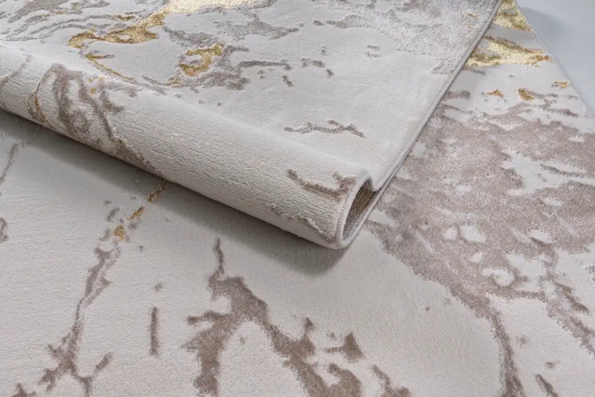 BLOSSOM LARGE LIVING ROOM RUG GOLD SWIRLS  200 X 290 CM