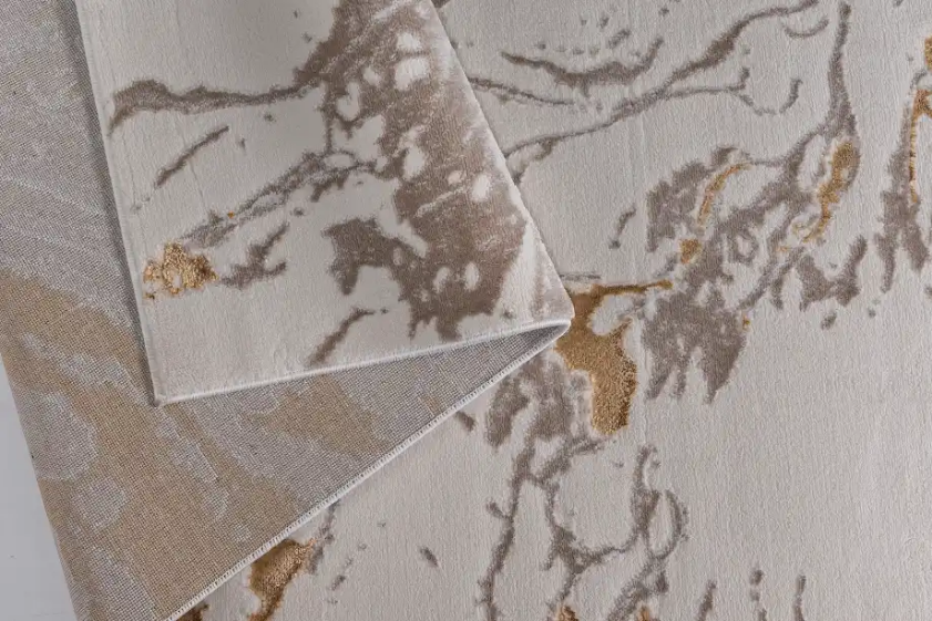 BLOSSOM LARGE LIVING ROOM RUG GOLD SWIRLS  200 X 290 CM