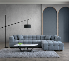 Tribeca Corner Bubble Design Sofa Oatmeal and Iron Boucle Fabric