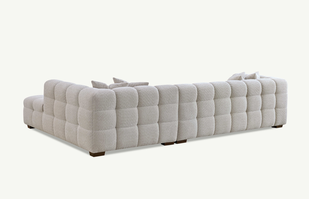 Tribeca Corner Bubble Design Sofa Oatmeal and Iron Boucle Fabric
