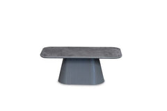 Sydney Grey Ceramic Effect Dining Table with Fluted Pedestal Base