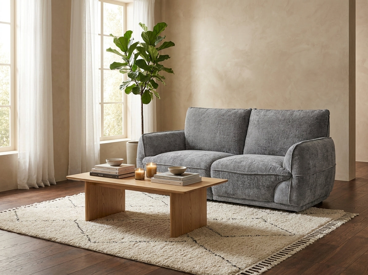 Angelo Grey 2 Seater upholstered fabric sofa