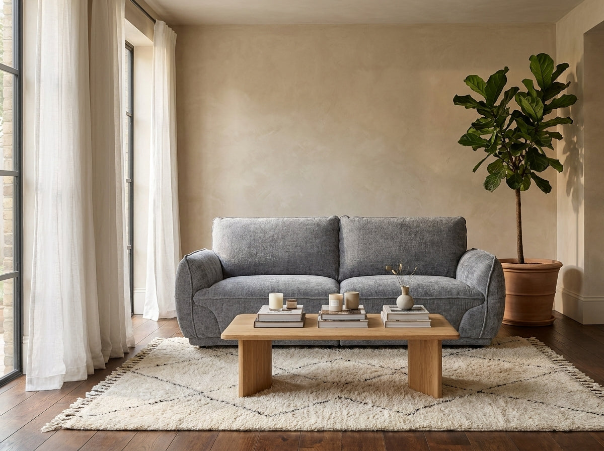 Angelo Grey 3 Seater upholstered fabric sofa