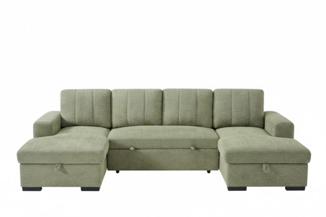 Como U Shape Sofa bed With Ottoman Storage Green Teal Grey Beige Boucle