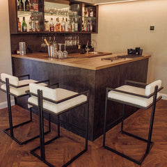 Boucle Bar Stool Metal Frame