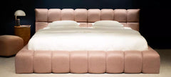 Cubed Mini Ambassador platform bed low headboard upholstered bed frame