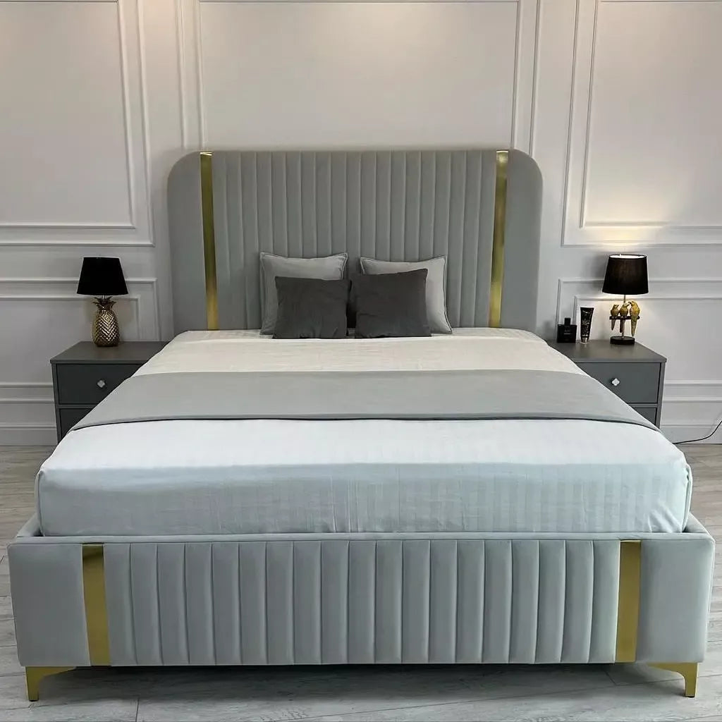 Allegra Gold Panel Bed | Contemporary Luxury Bed Frame