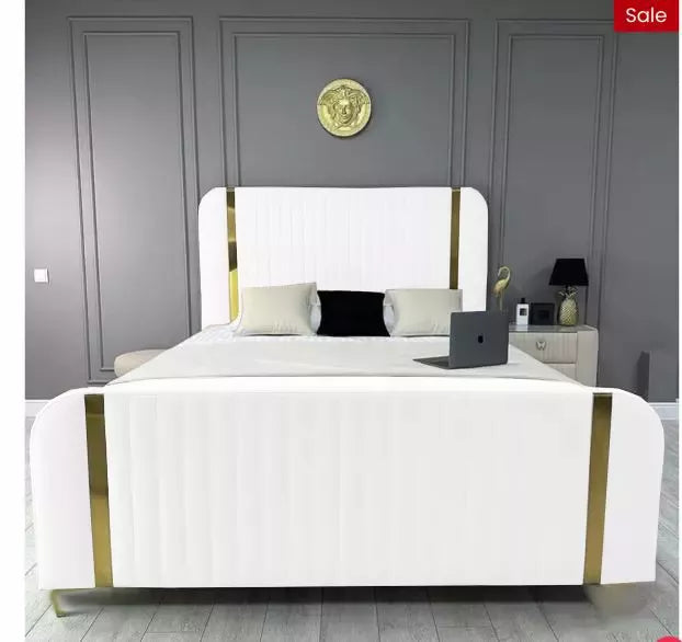 Allegra Gold Panel Bed | Contemporary Luxury Bed Frame