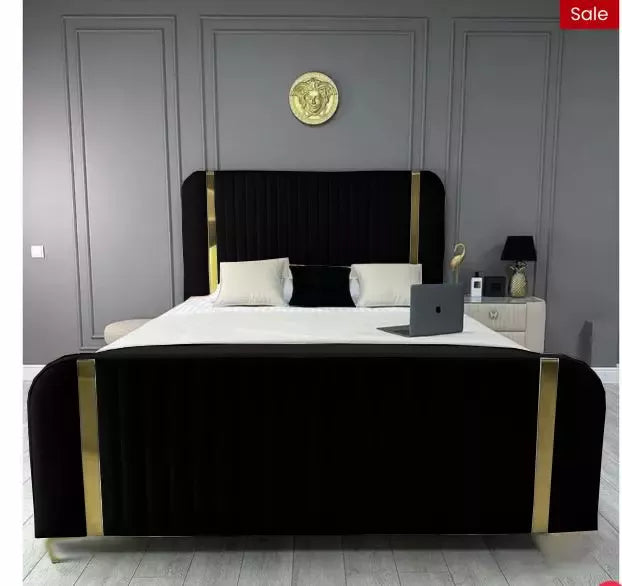 Allegra Gold Panel Bed | Contemporary Luxury Bed Frame
