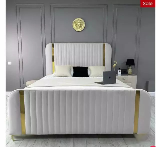 Allegra Gold Panel Bed | Contemporary Luxury Bed Frame