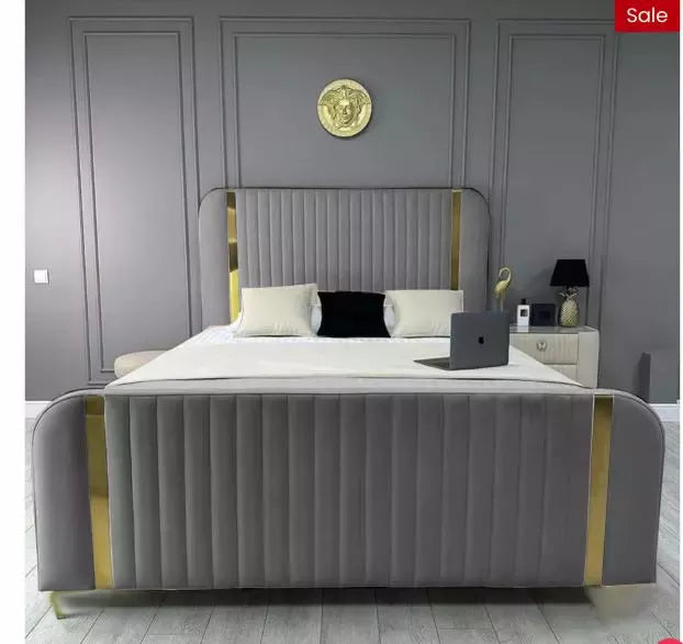 Allegra Gold Panel Bed | Contemporary Luxury Bed Frame