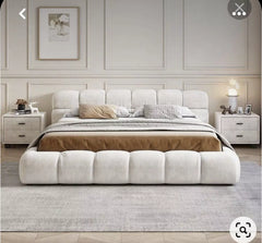 Cubed Mini Ambassador platform bed low headboard upholstered bed frame