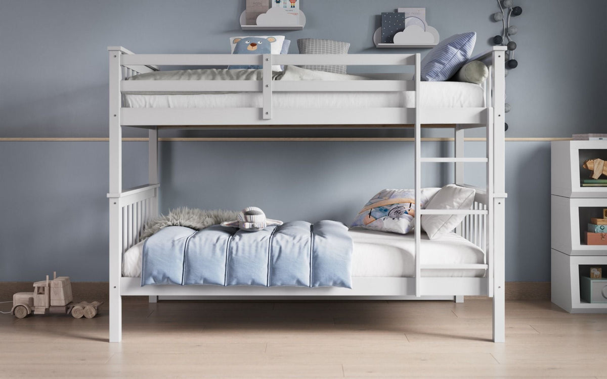 Hero Childrens Wooden Bunk Bed White and Grey