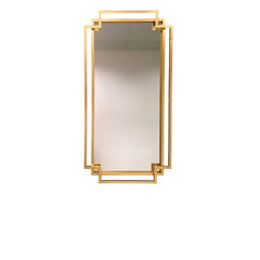 Geo Gold Brass  Art Deco Style Rectangle Mirror - Estelle Decor