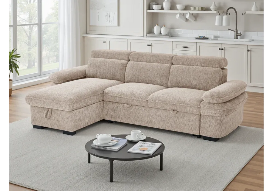 Hudson L-Shape Sofa Bed – Universal Corner Sofa with Storage in 4 Colours