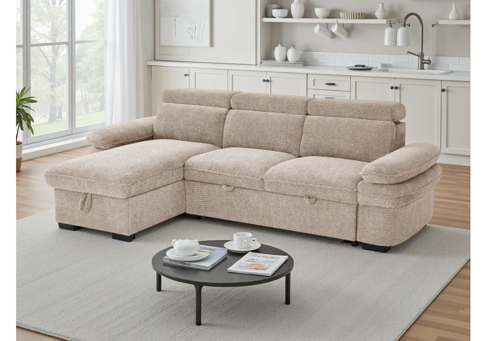 Hudson L Shape Universal Corner Sofa bed with Storage Blue Grey Beige Olive