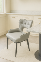 Marbella PU Leather Dining Chair Grey Tan and Black