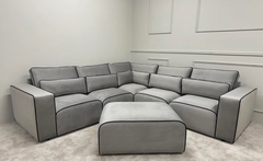 Sloane Merino 2-Tone Modular Sofa | Custom Contrast Piping | Velvet & Linen Options