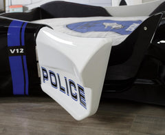 Kids Police Car Bed Frame | Children's Police Racing Car Bed with Spoiler | Toddler Boys & Girls Single Bed