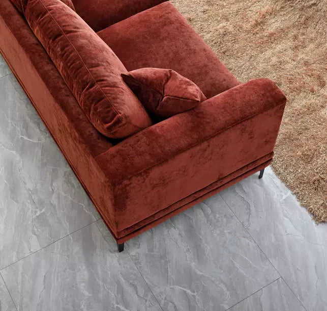 Lenox  Rust Orange Velvet Sofa