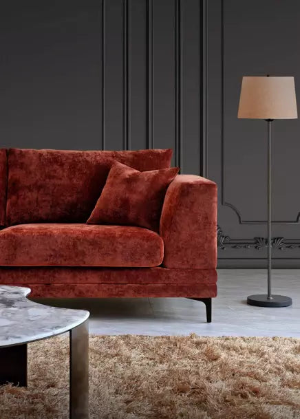 Lenox  Rust Orange Velvet Sofa