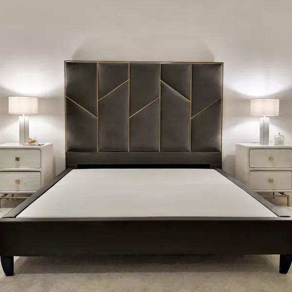 Julius Gold and Silver  Abstract Accent strip Bed frame Optional Gas lift Storage