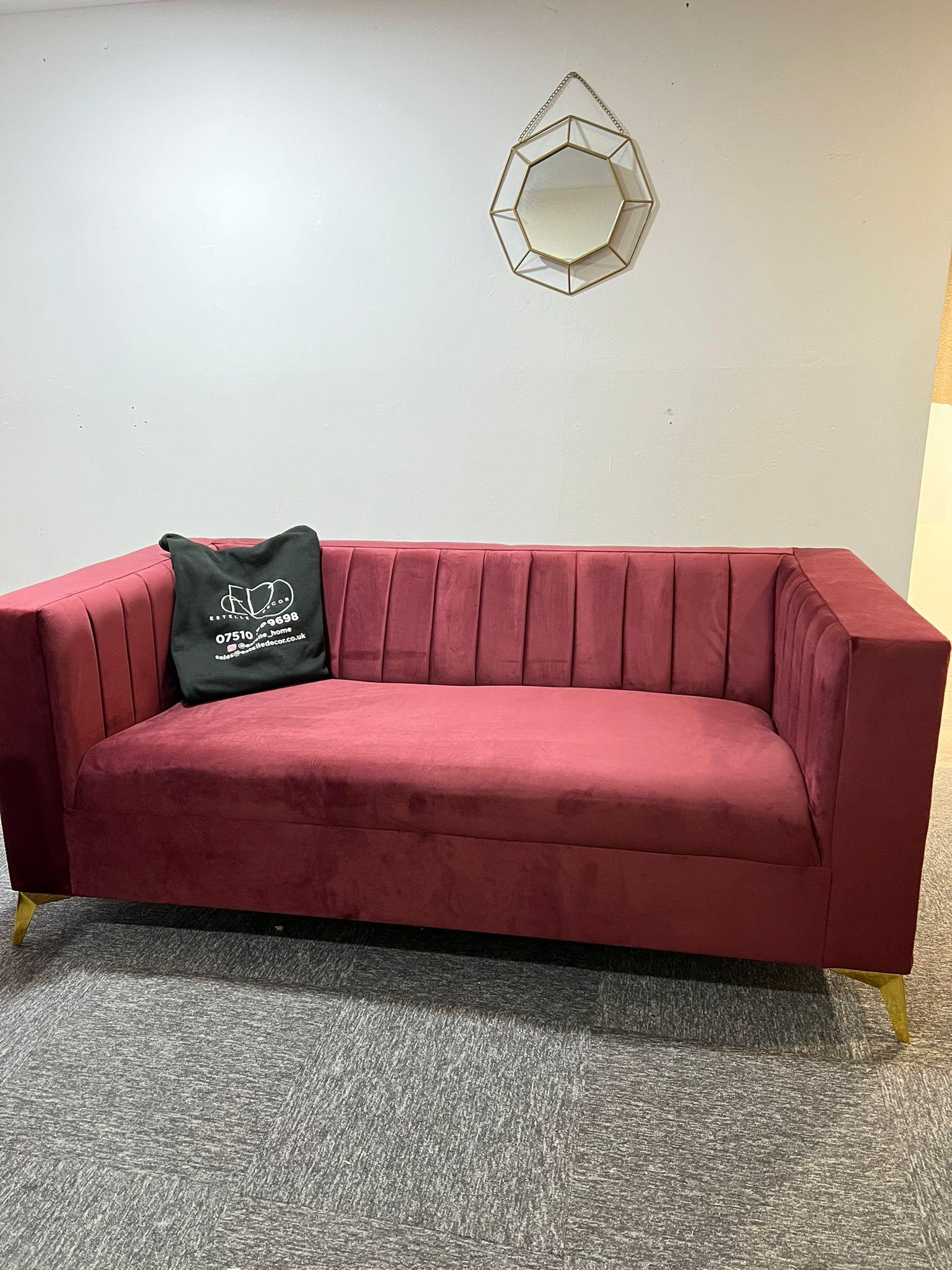 Brique Upholstered Velvet  Modern Panel Sofa