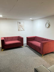 Brique Upholstered Velvet  Modern Panel Sofa