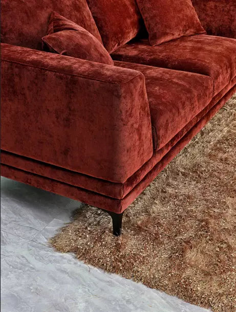 Lenox  Rust Orange Velvet Sofa
