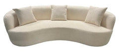 Boucle Curved Wave 3 Seater Sofa Grey and Cream