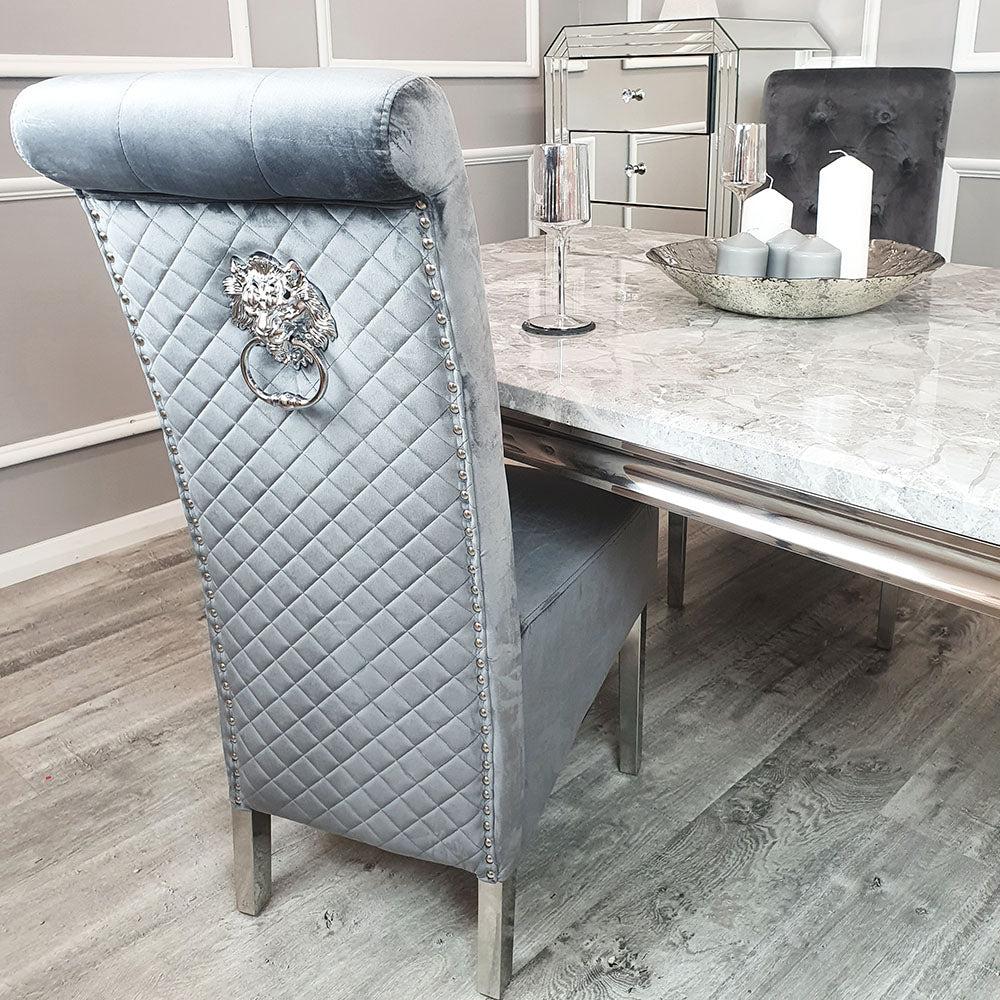 Emma Tall Velvet lion knocker dining chair