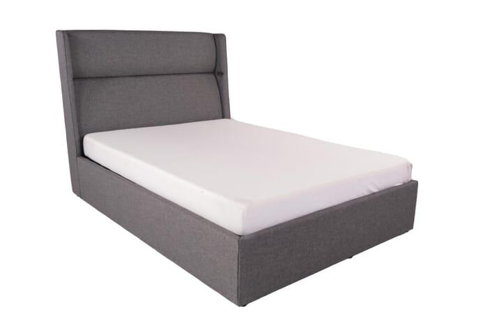 Samba Grey Fabric wing back bed  Ottoman Storage double and King