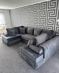 Oyster U Shape Open Ended Velvet Fabric Chaise Sofa