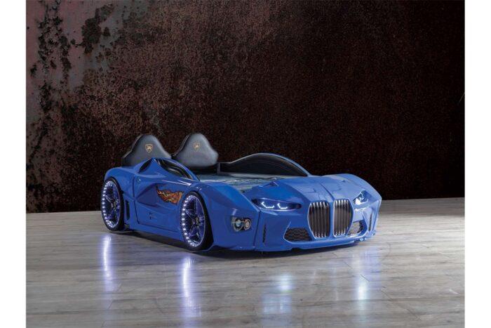 BMW Style Car Bed Single Blue White and Red