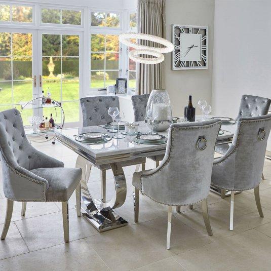 Bentley Velvet lion Knocker  Dining Chair