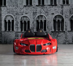 BMW Style Car Bed Single Blue White and Red