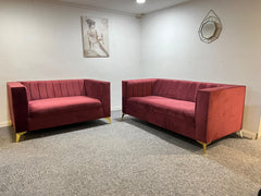 Brique Upholstered Velvet  Modern Panel Sofa
