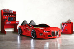 BMW Style Car Bed Single Blue White and Red