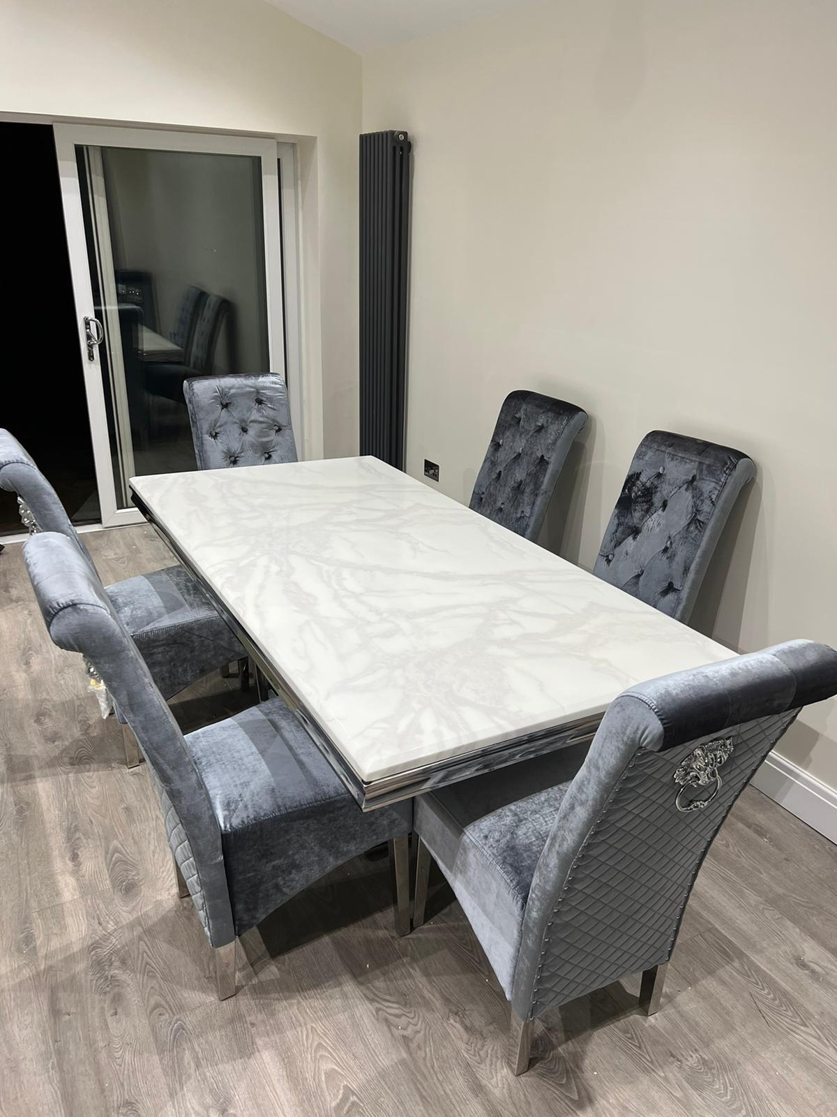 Emma Tall Velvet lion knocker dining chair